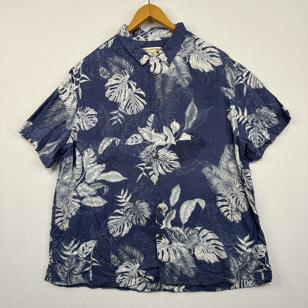 Island Passport Men's 1XL Hawaiian Shirt Sleeve‎ Shirt Beachy Vibe
